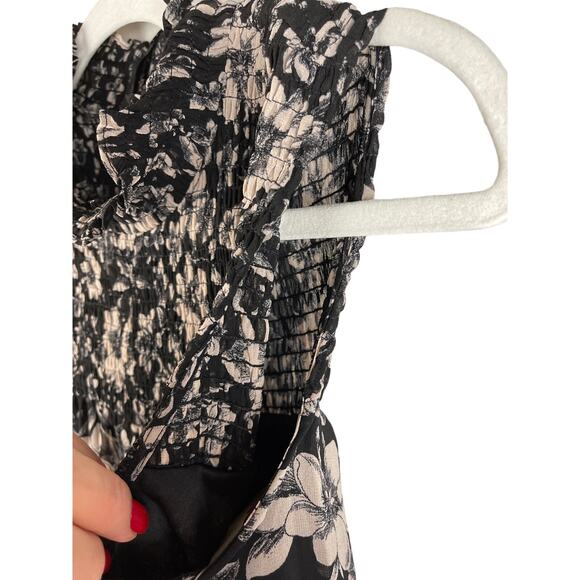 Just Taylor Black‎ & Pink Tiered Swing Dress with Smocked Neckline Size 8 - Picture 6 of 11